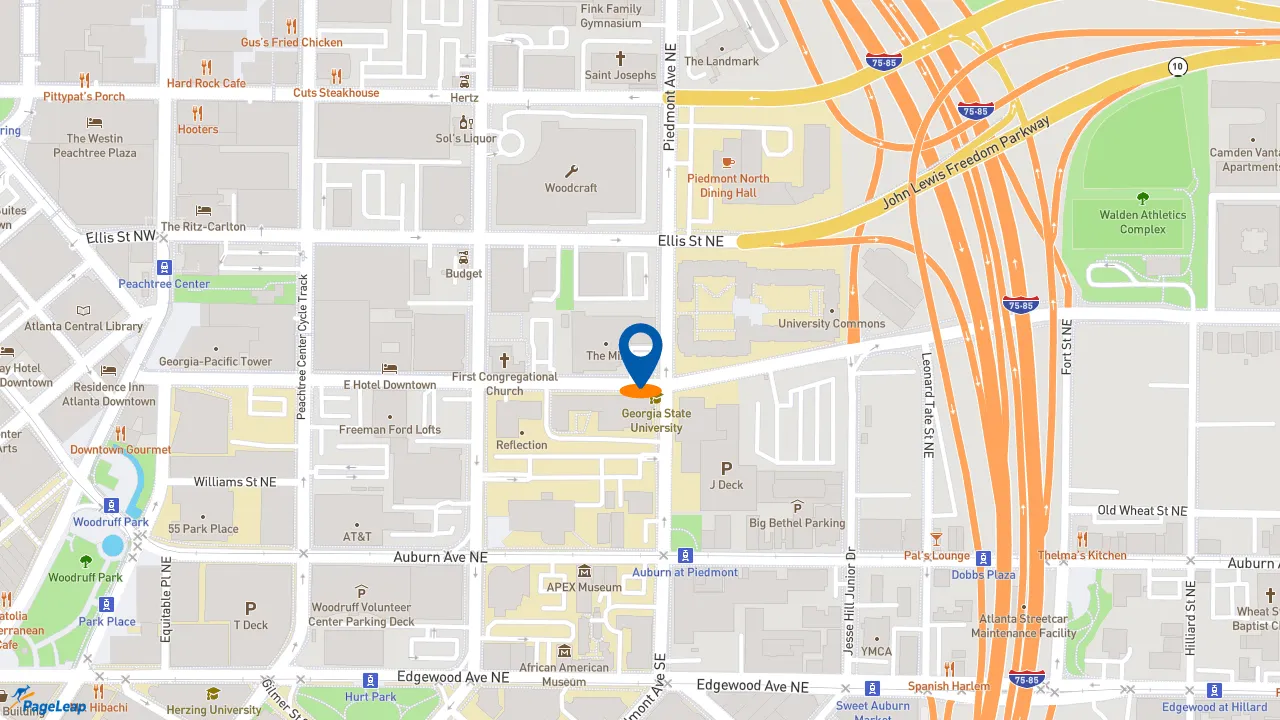 https://pageleap.com map showing location of Dunkin&#039; in Atlanta.