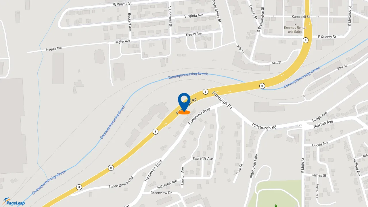 https://pageleap.com map showing location of Dunkin&#039; in Butler.