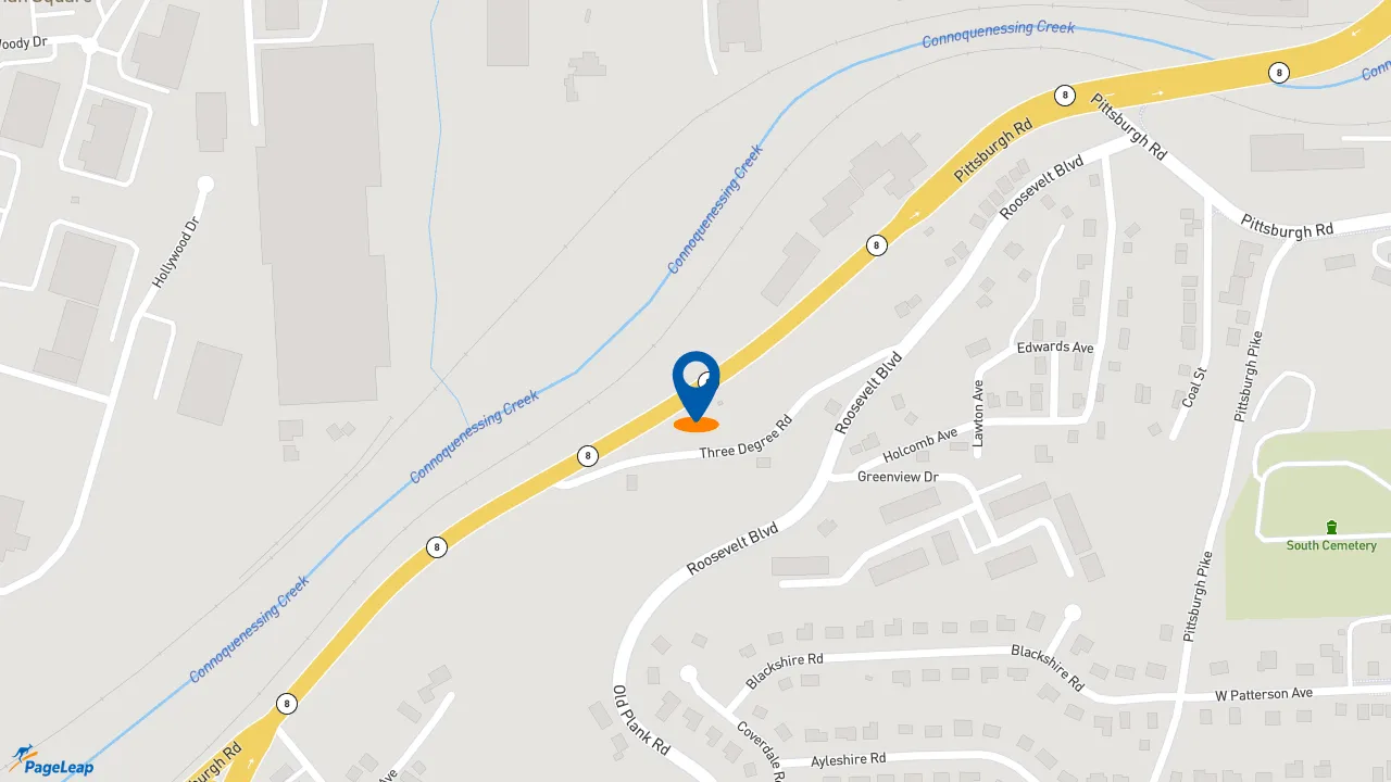 https://pageleap.com map showing location of Dunkin&#039; in Butler.