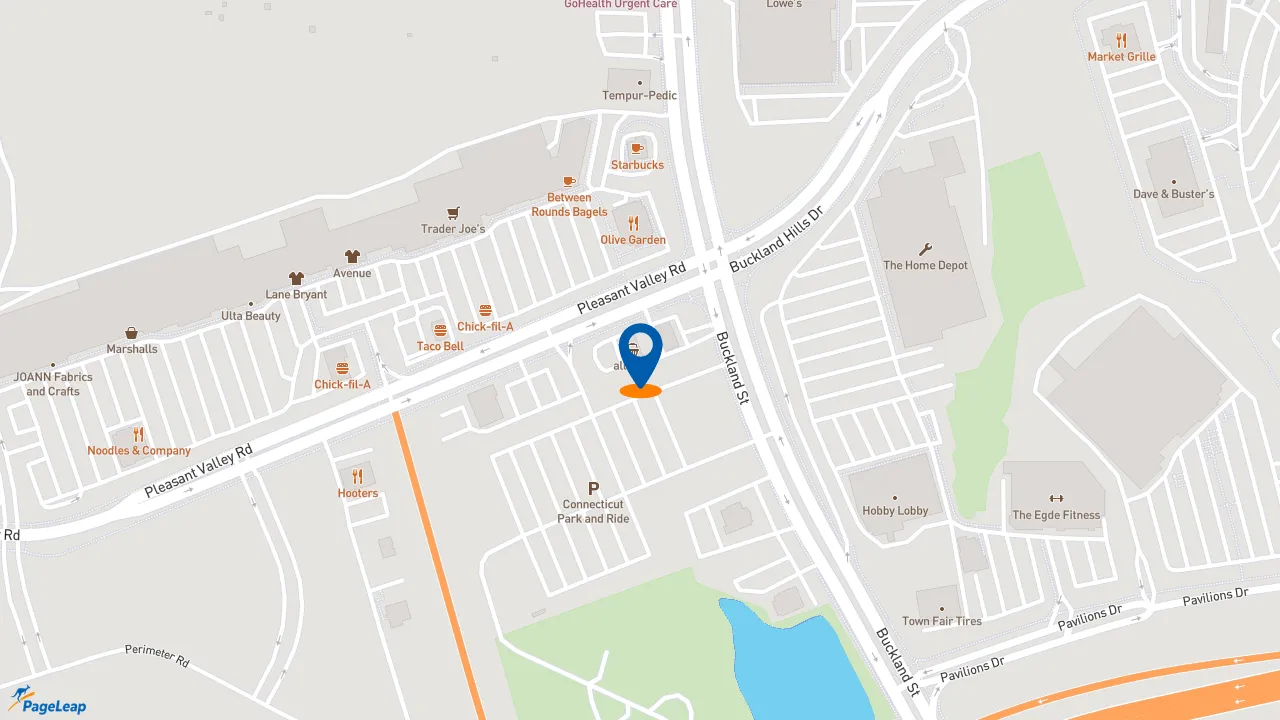 https://pageleap.com map showing location of Dunkin&#039; in Manchester.