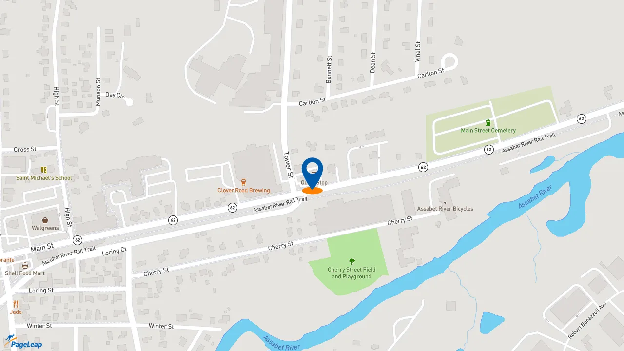 https://pageleap.com map showing location of Dunkin&#039; in Hudson.