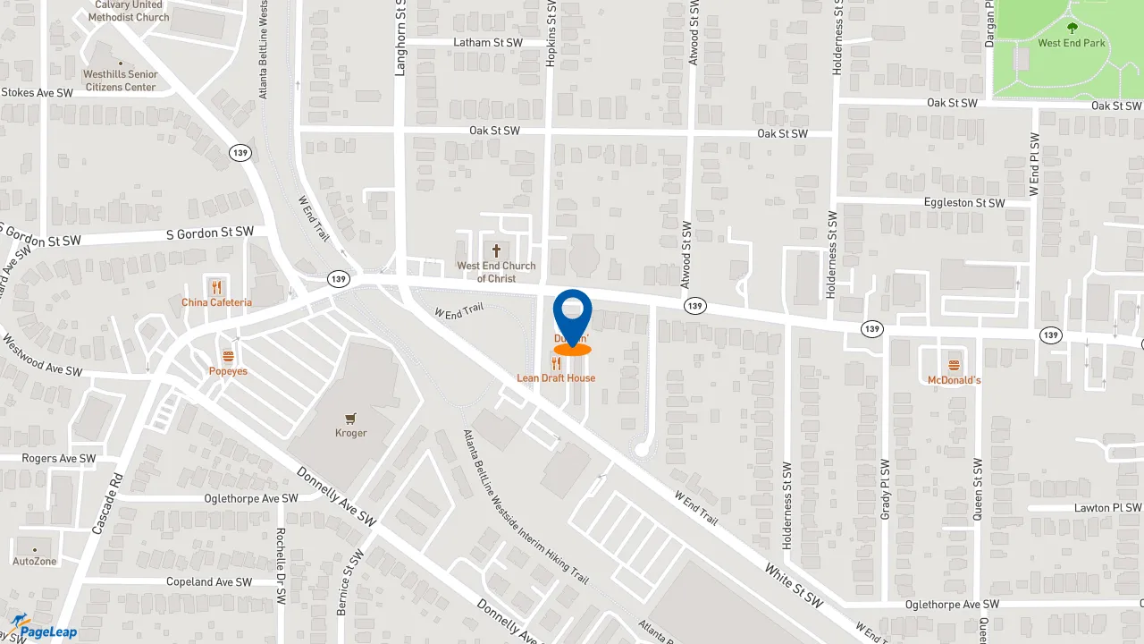 https://pageleap.com map showing location of Dunkin&#039; in Atlanta.
