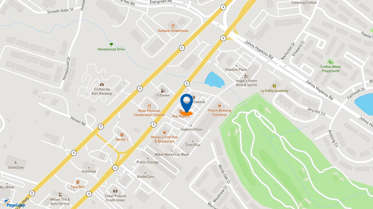 https://pageleap.com map showing location of Dunkin&#039; in Gambrills.