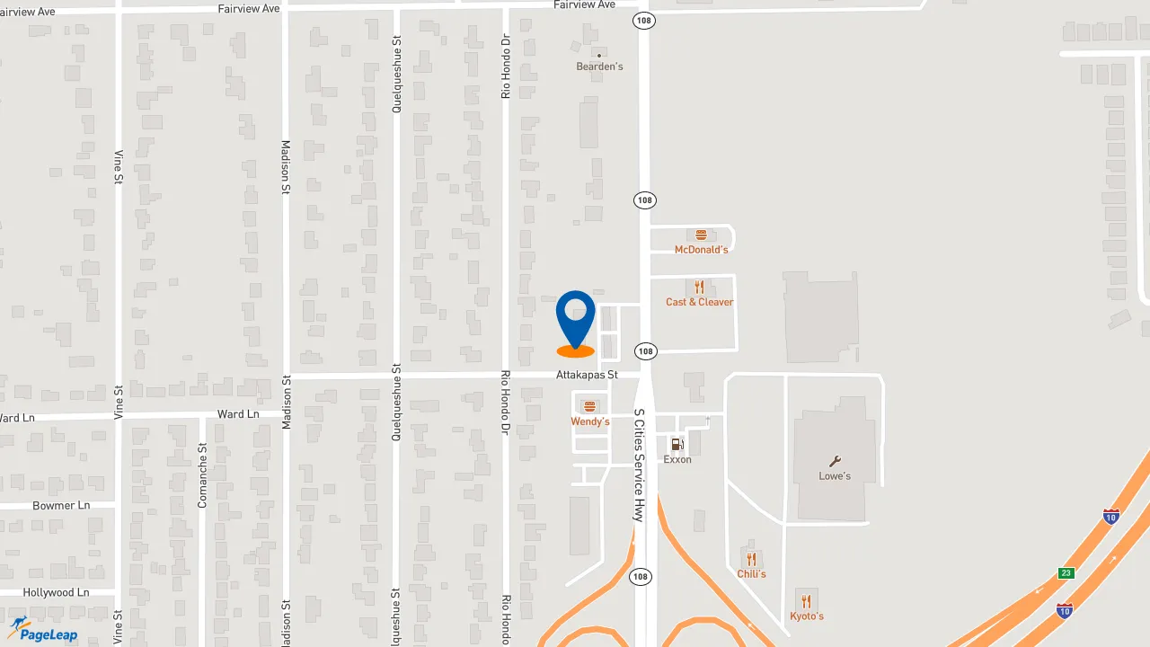 https://pageleap.com map showing location of Dunkin&#039; in Sulphur.