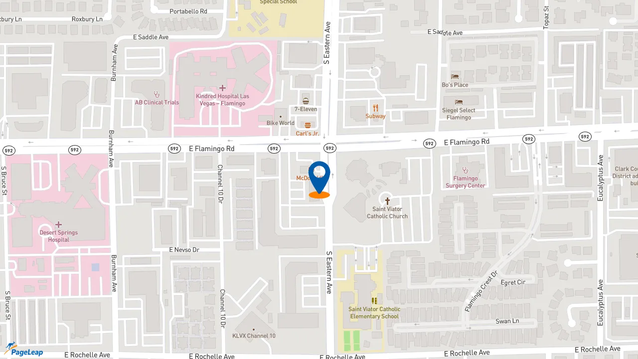 https://pageleap.com map showing location of Dunkin&#039; in Las Vegas.
