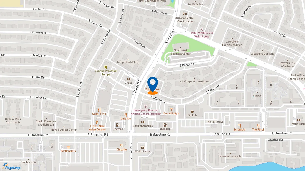 https://pageleap.com map showing location of Dunkin&#039; in Tempe.