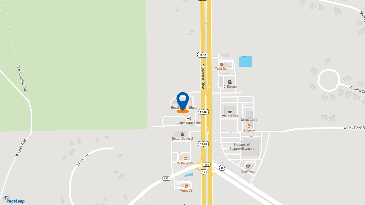 https://pageleap.com map showing location of Dunkin&#039; in Homosassa.