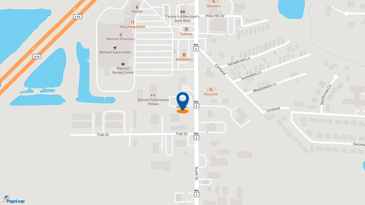 https://pageleap.com map showing location of Dunkin&#039; in Napoleon.