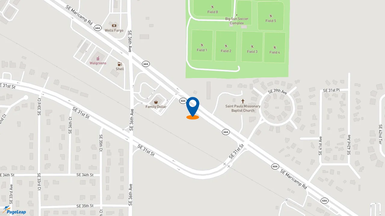https://pageleap.com map showing location of Dunkin&#039; in Ocala.