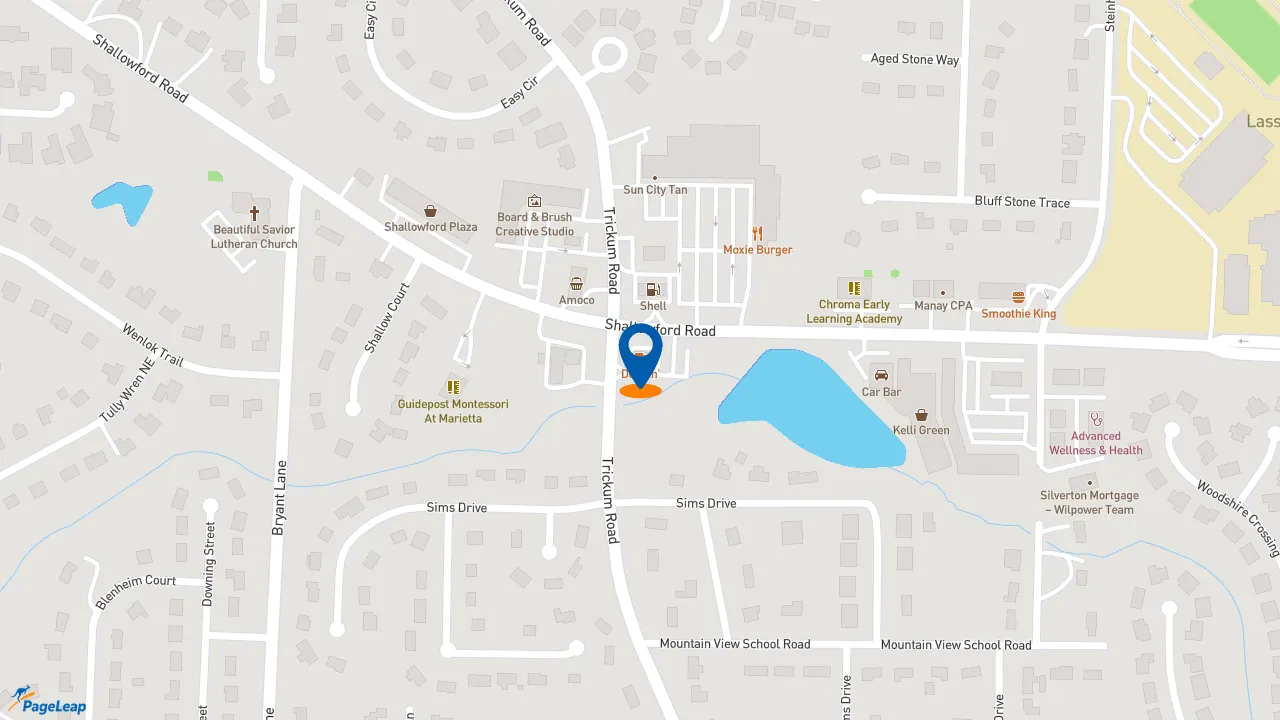 https://pageleap.com map showing location of Dunkin&#039; in Marietta.