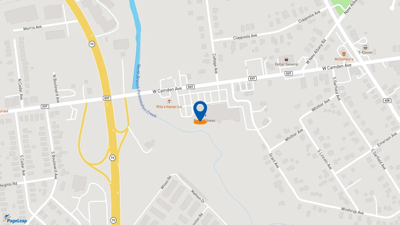 https://pageleap.com map showing location of Dunkin&#039; in Moorestown.