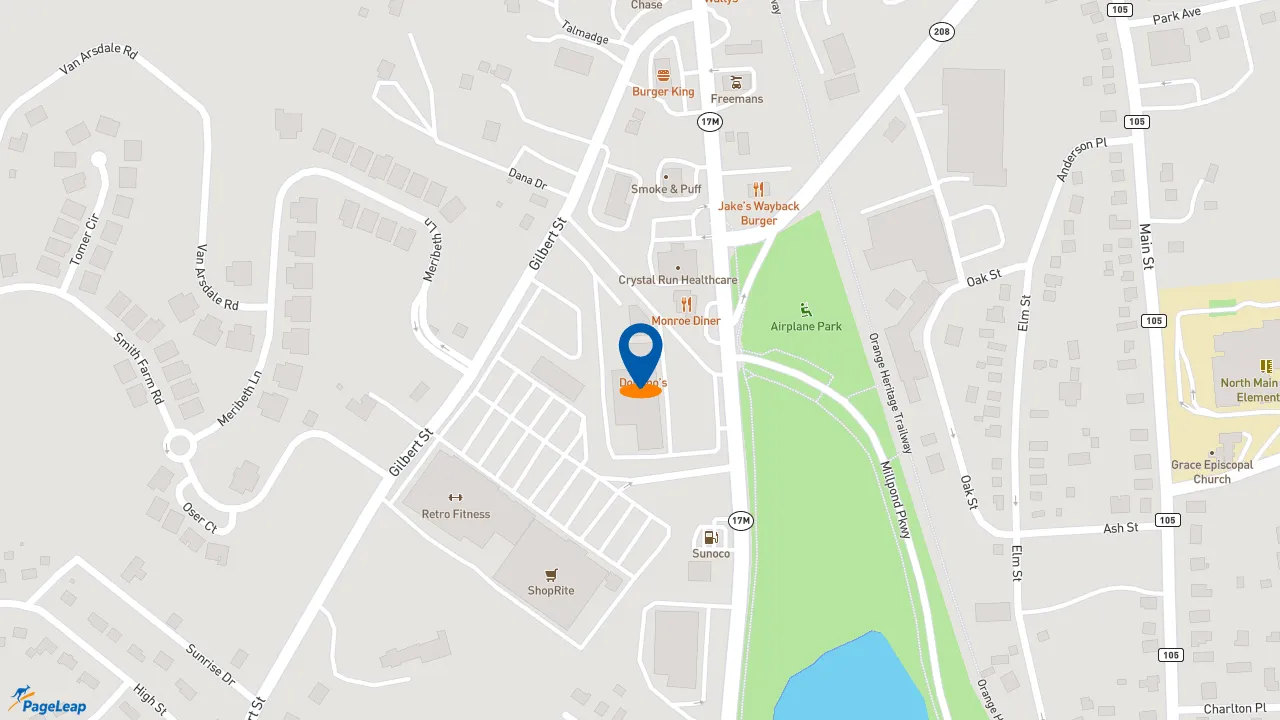 https://pageleap.com map showing location of Dunkin&#039; in Monroe.