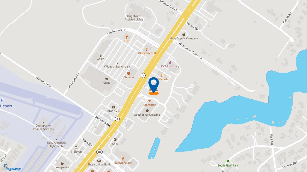 https://pageleap.com map showing location of Dunkin&#039; in Edgewater.