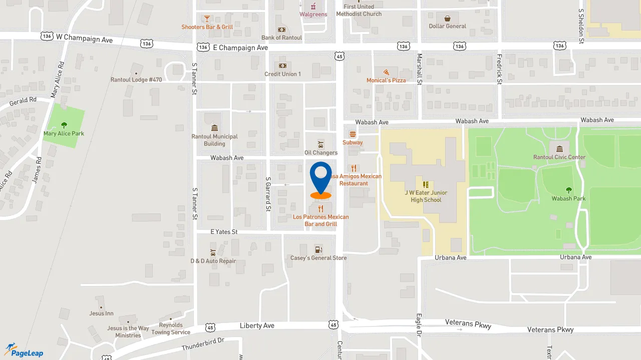 https://pageleap.com map showing location of Dunkin&#039; in Rantoul.
