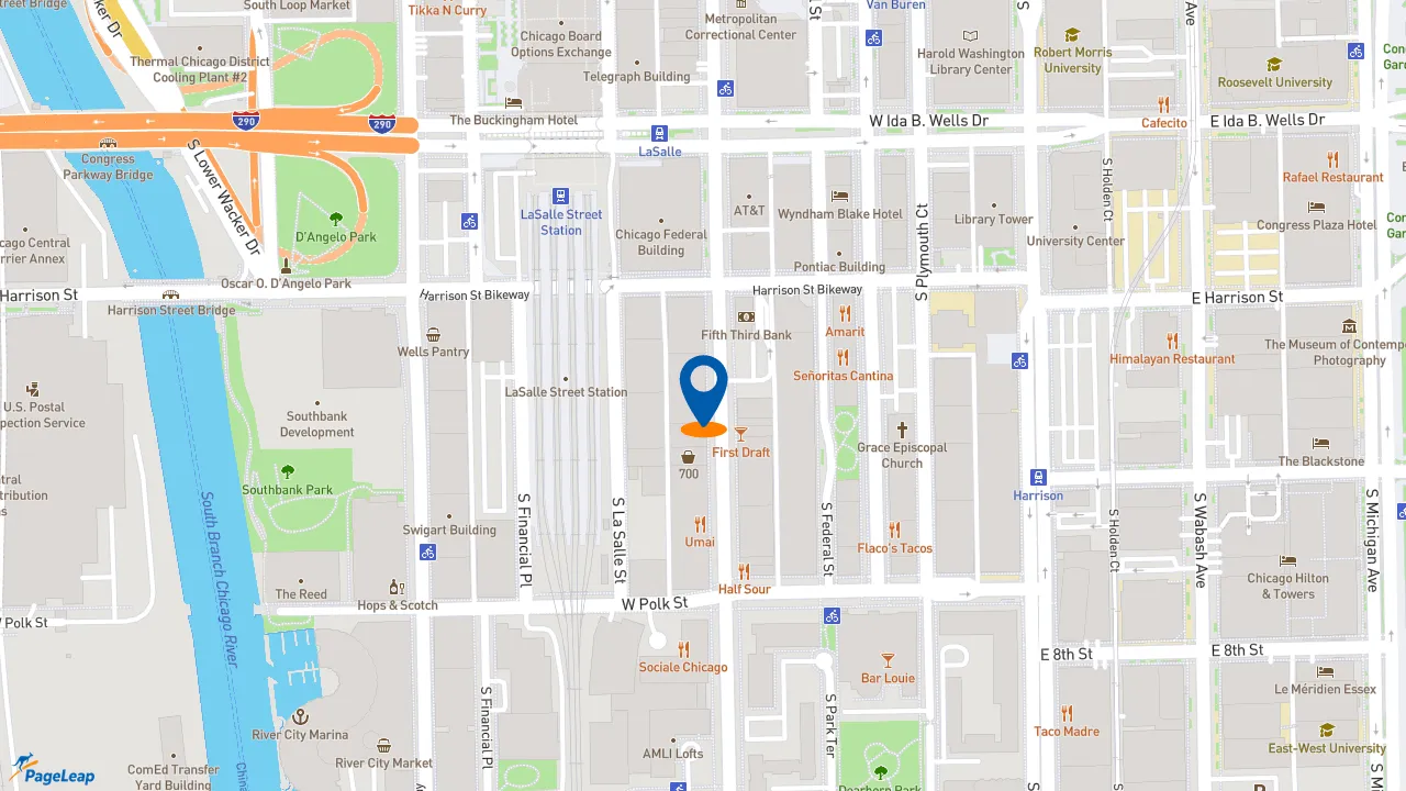 https://pageleap.com map showing location of Dunkin&#039; in Chicago.