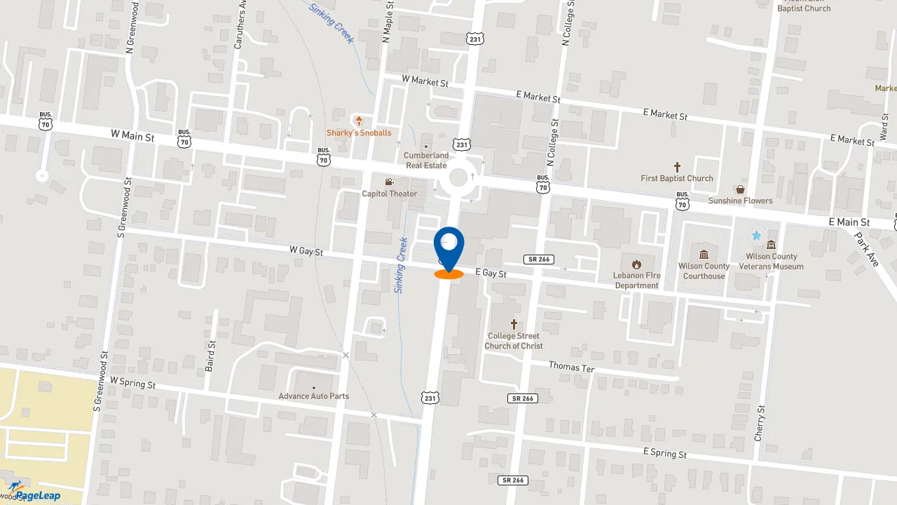 https://pageleap.com map showing location of Dunkin&#039; in Lebanon.