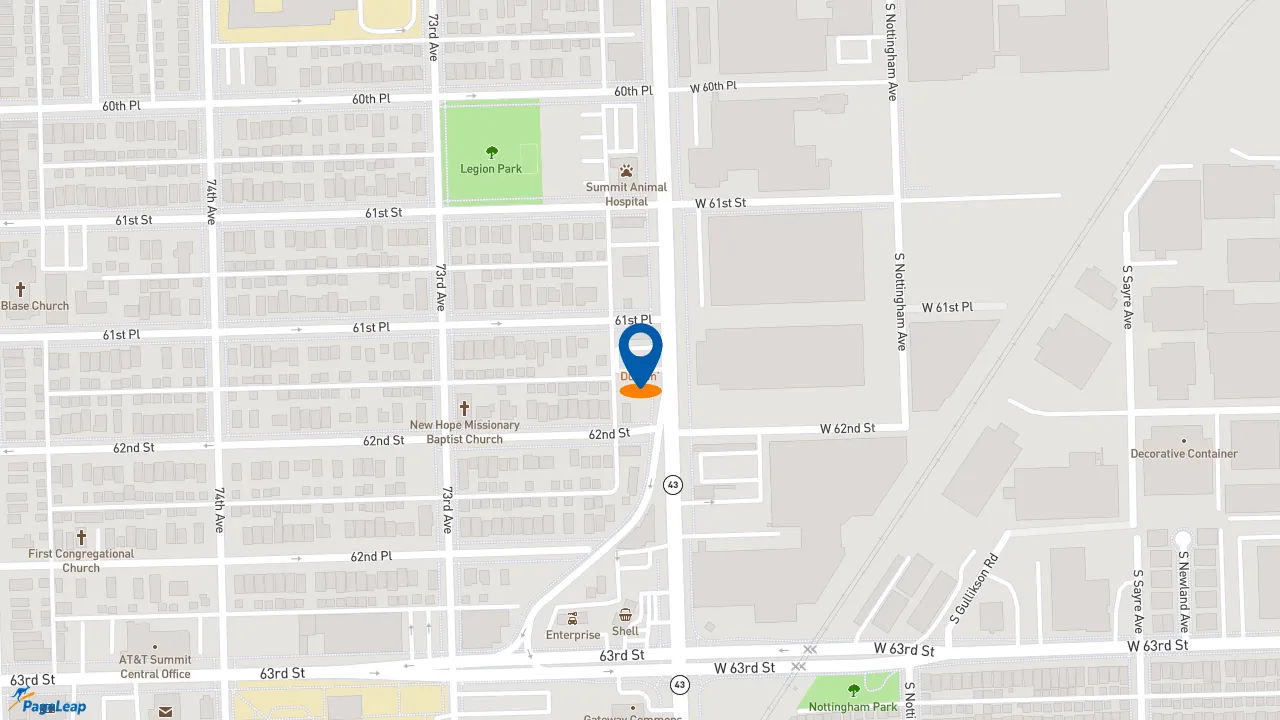 https://pageleap.com map showing location of Dunkin&#039; in Summit.