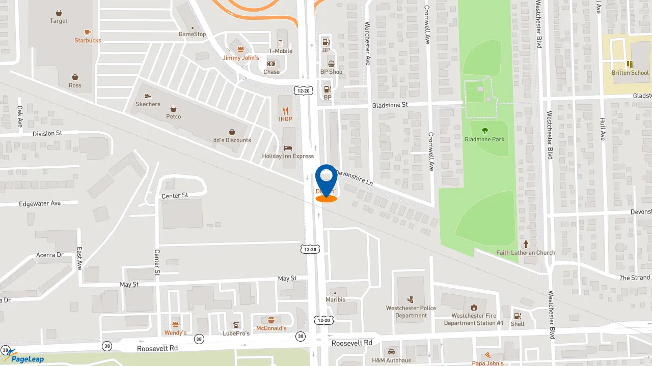 https://pageleap.com map showing location of Dunkin&#039; in Westchester.