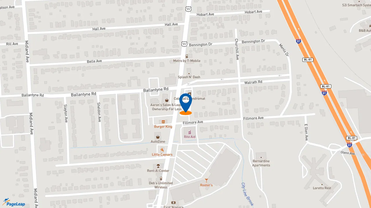 https://pageleap.com map showing location of Dunkin&#039; in City Of Syracuse.