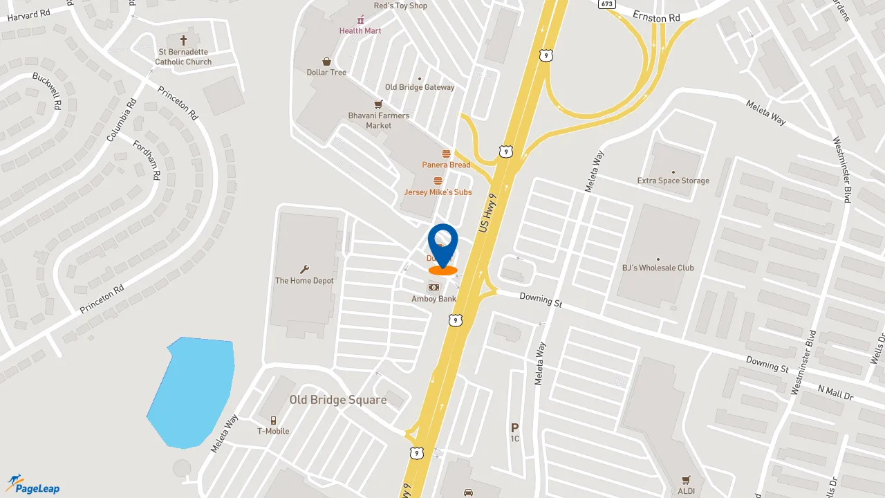 https://pageleap.com map showing location of Dunkin&#039; in Old Bridge.