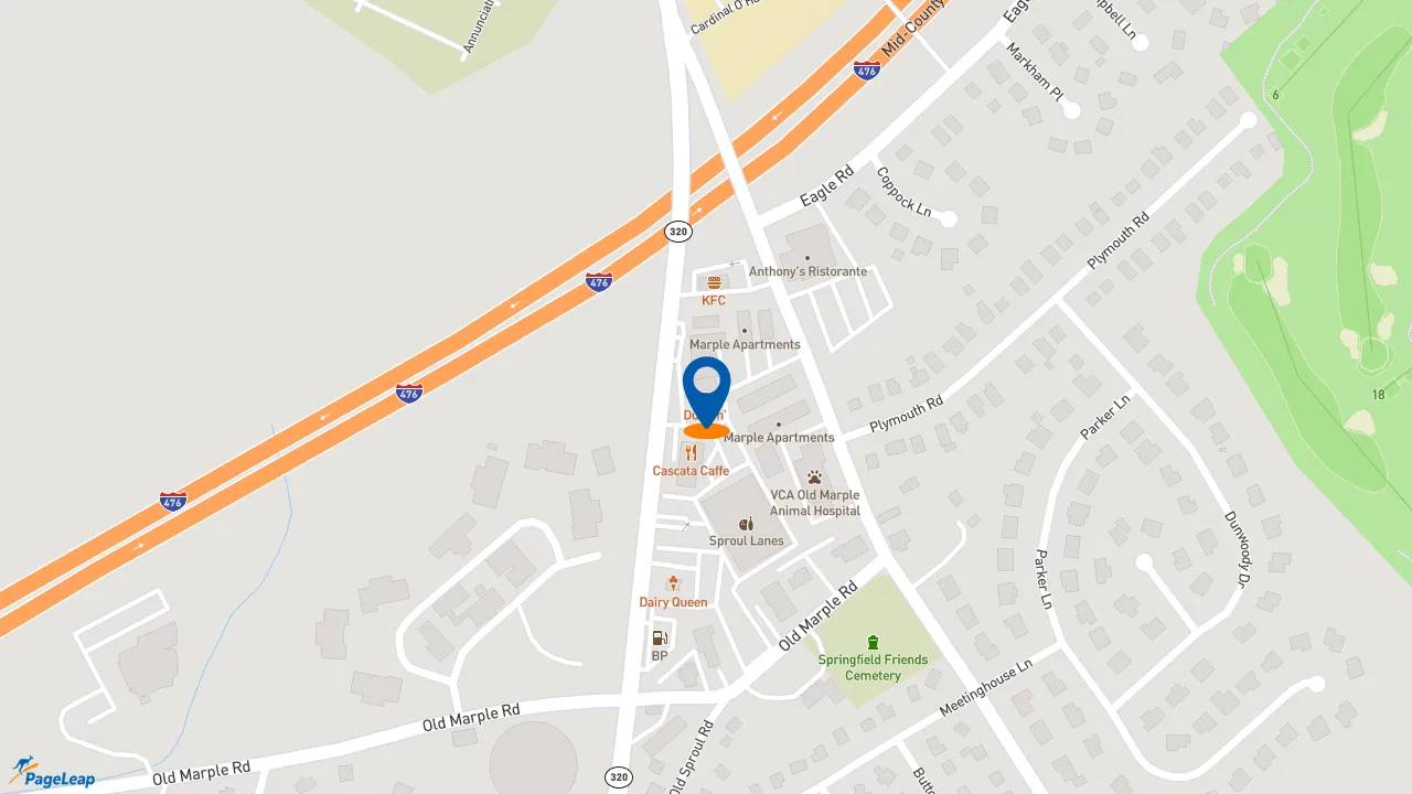 https://pageleap.com map showing location of Dunkin&#039; in San Dimas.