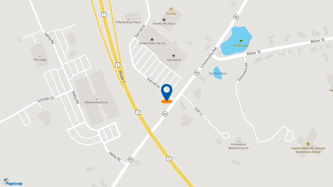 https://pageleap.com map showing location of Dunkin&#039; in Belfast.