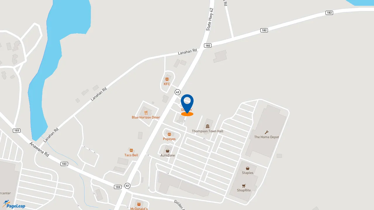 https://pageleap.com map showing location of Dunkin&#039; in Village Of Monticello.
