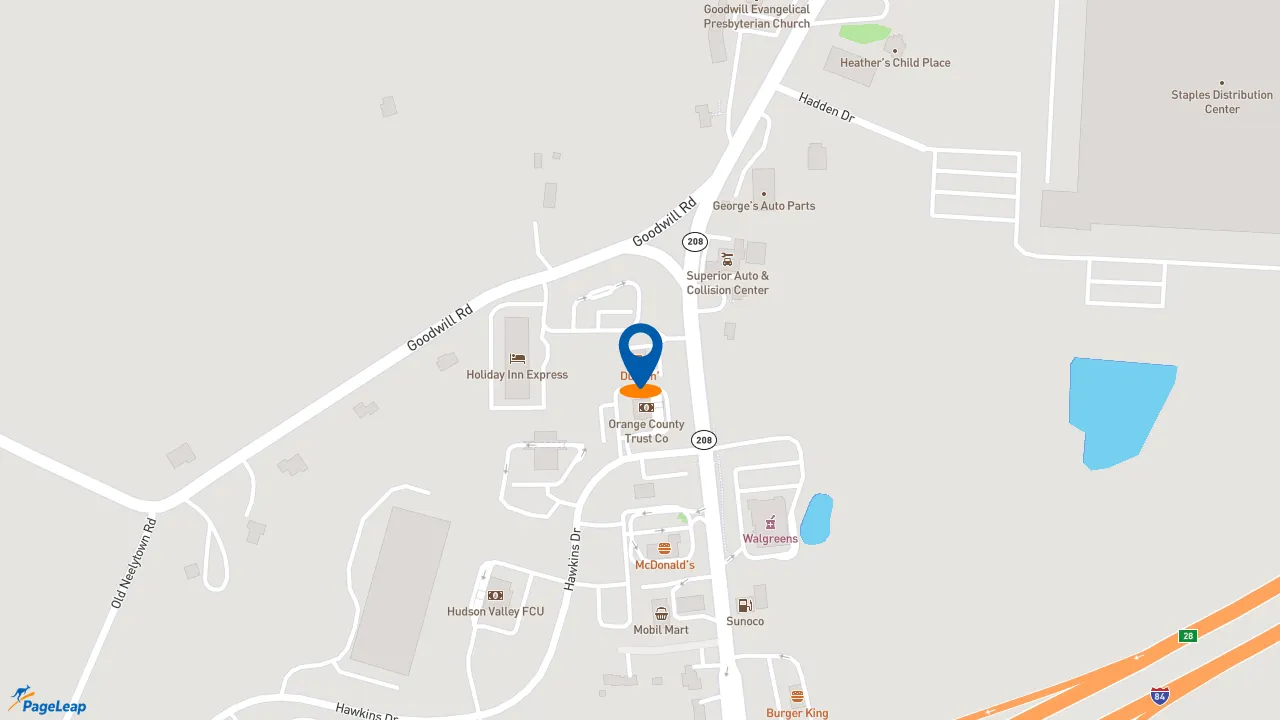 https://pageleap.com map showing location of Dunkin&#039; in Town Of Montgomery.