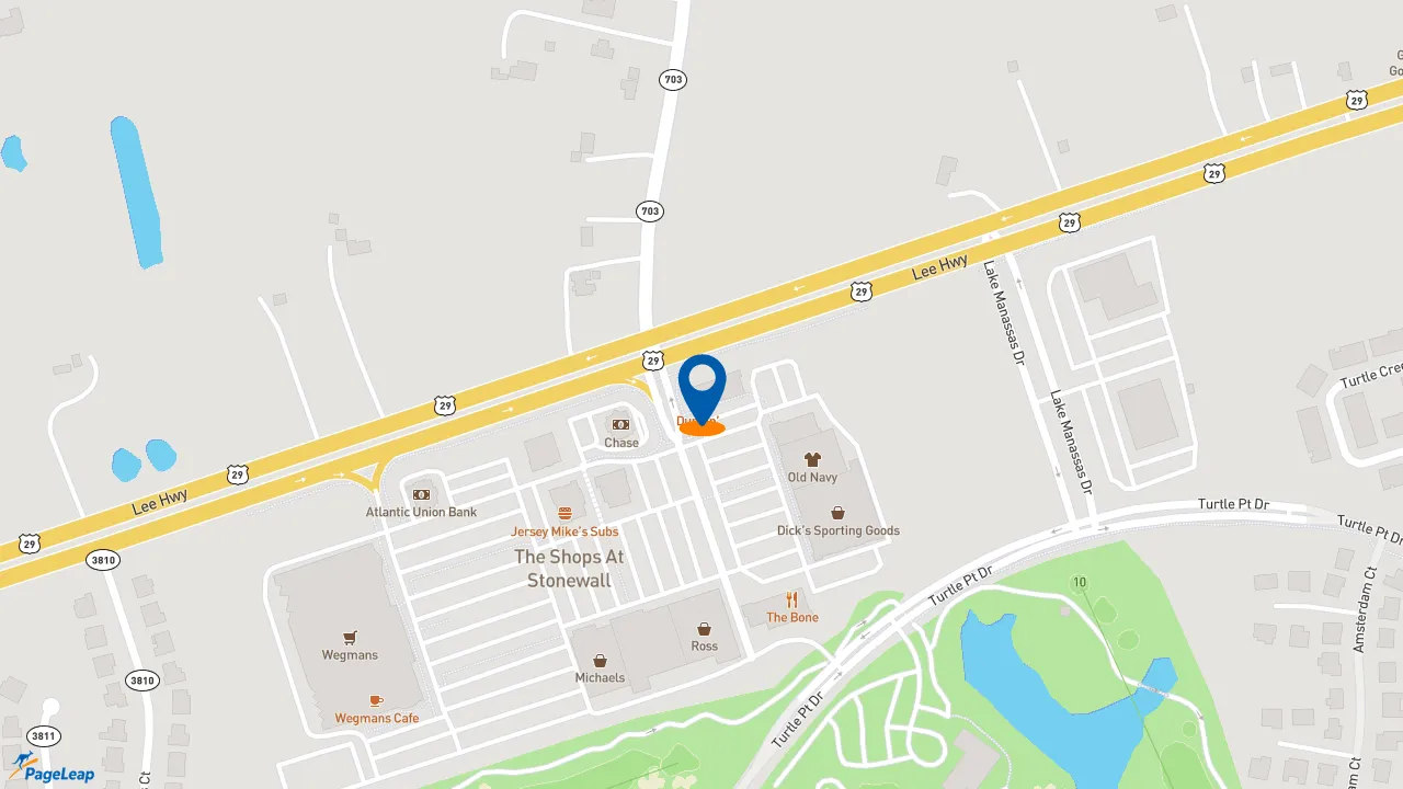 https://pageleap.com map showing location of Dunkin&#039; in Gainesville.