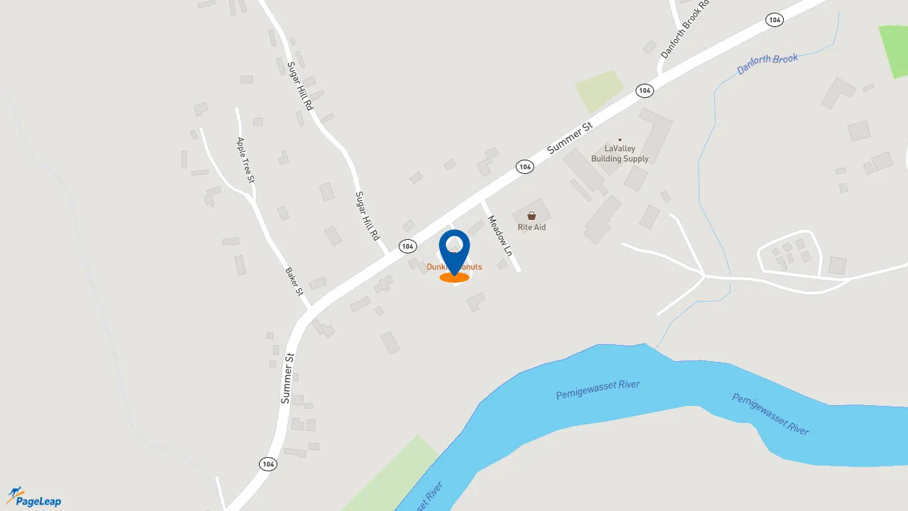 https://pageleap.com map showing location of Dunkin&#039; in Bristol.