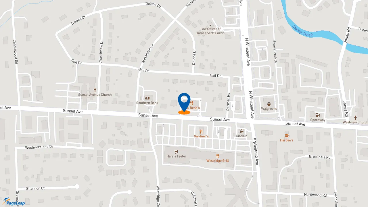 https://pageleap.com map showing location of Dunkin&#039; in Rocky Mount.