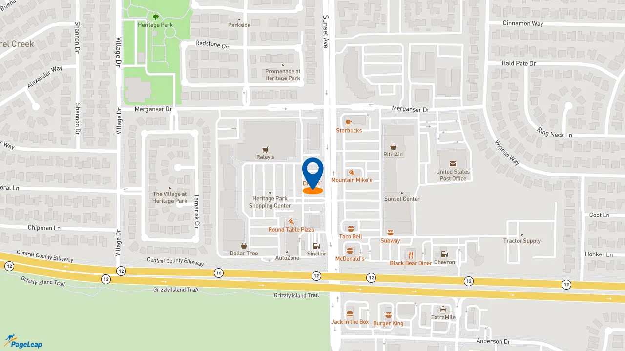 https://pageleap.com map showing location of Dunkin&#039; in Suisun City.