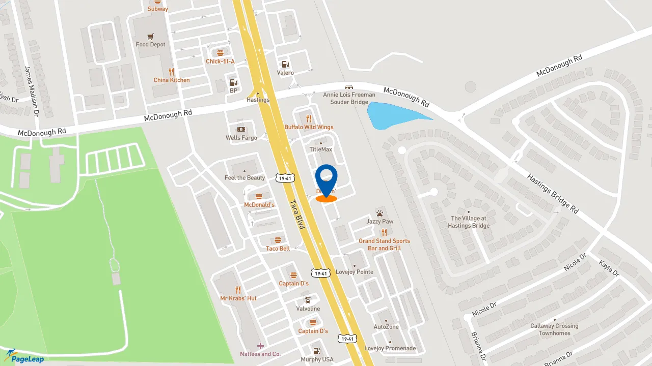 https://pageleap.com map showing location of Dunkin&#039; in Hampton.