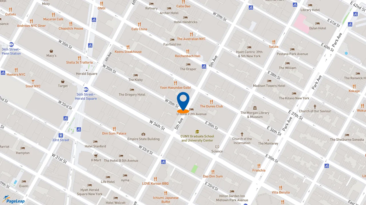 https://pageleap.com map showing location of Dunkin&#039; in New York.