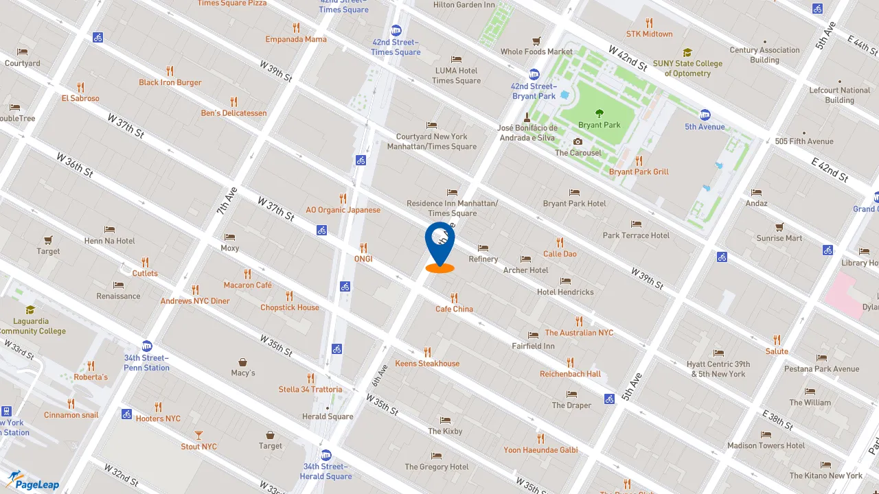 https://pageleap.com map showing location of Dunkin&#039; in New York.