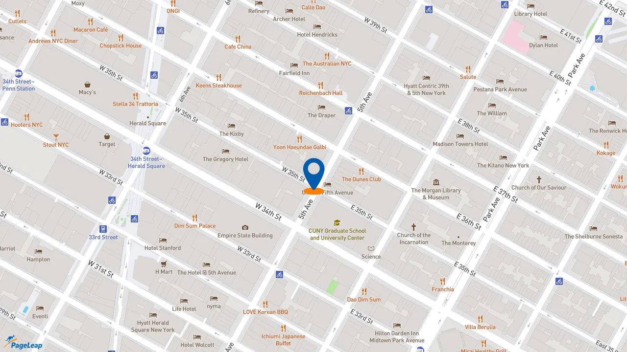 https://pageleap.com map showing location of Dunkin&#039; in New York.