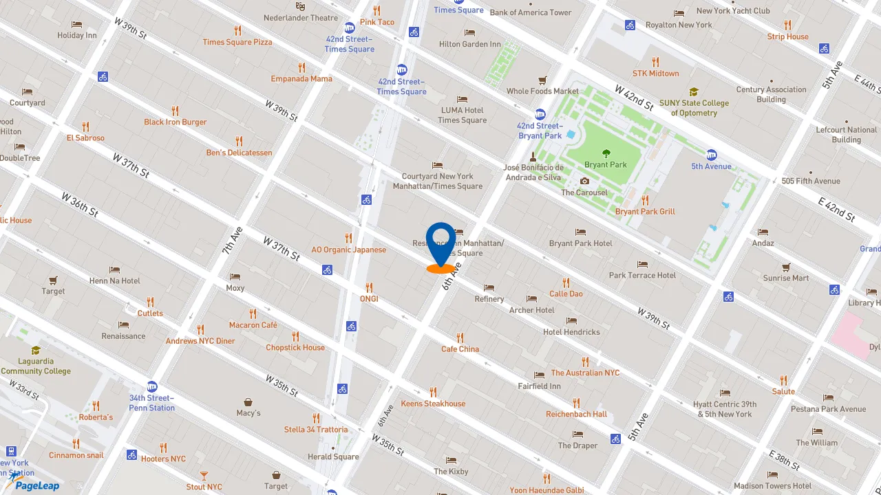 https://pageleap.com map showing location of Dunkin&#039; in New York.