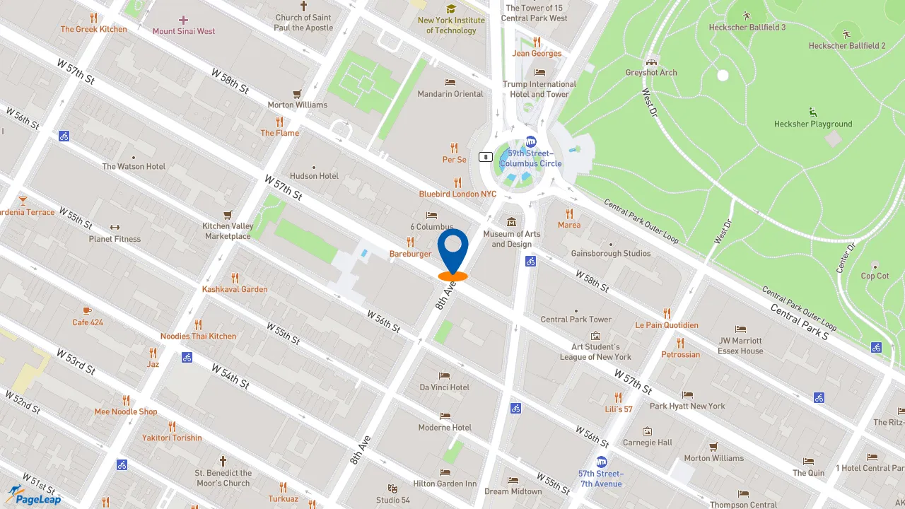 https://pageleap.com map showing location of Dunkin&#039; in New York.