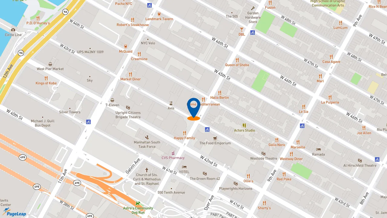 https://pageleap.com map showing location of Dunkin&#039; in New York.