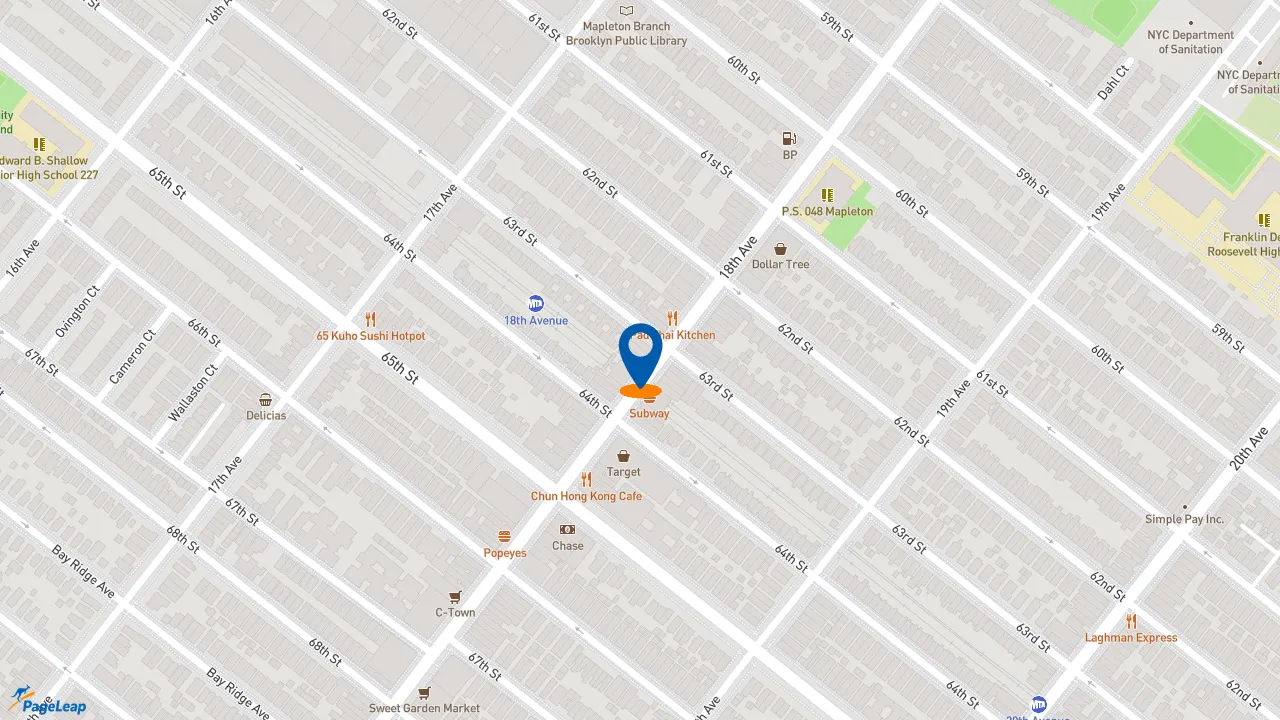 https://pageleap.com map showing location of Dunkin&#039; in City Of New York.