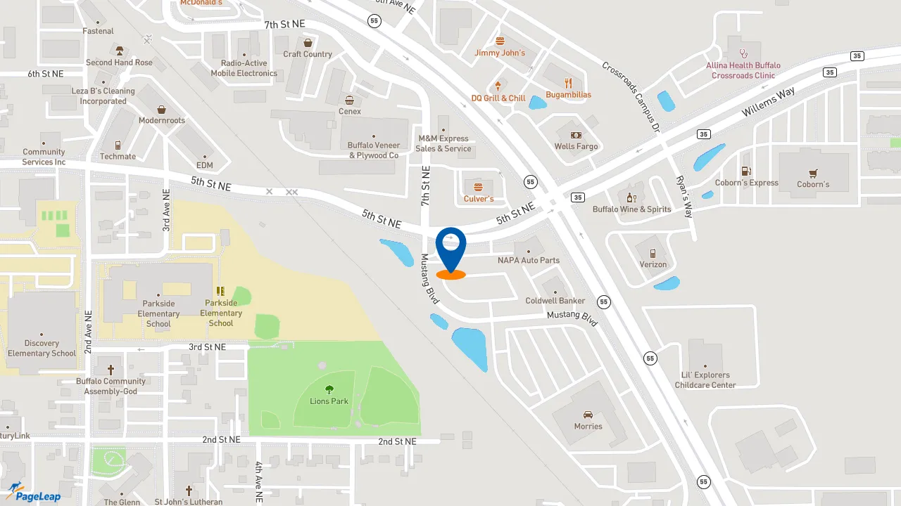 https://pageleap.com map showing location of Dunkin&#039; in Buffalo.