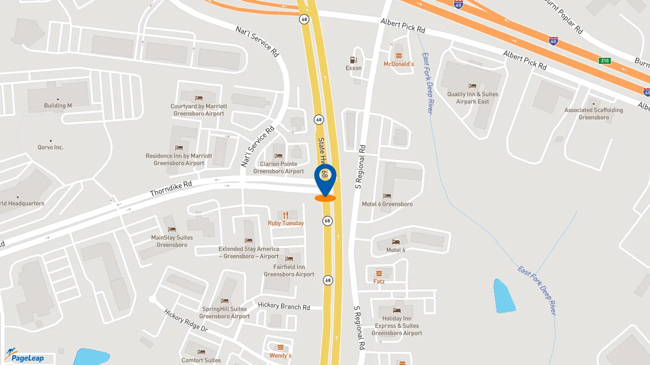 https://pageleap.com map showing location of Dunkin&#039; in Greensboro.