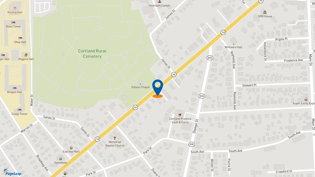 https://pageleap.com map showing location of Dunkin&#039; in City Of Cortland.