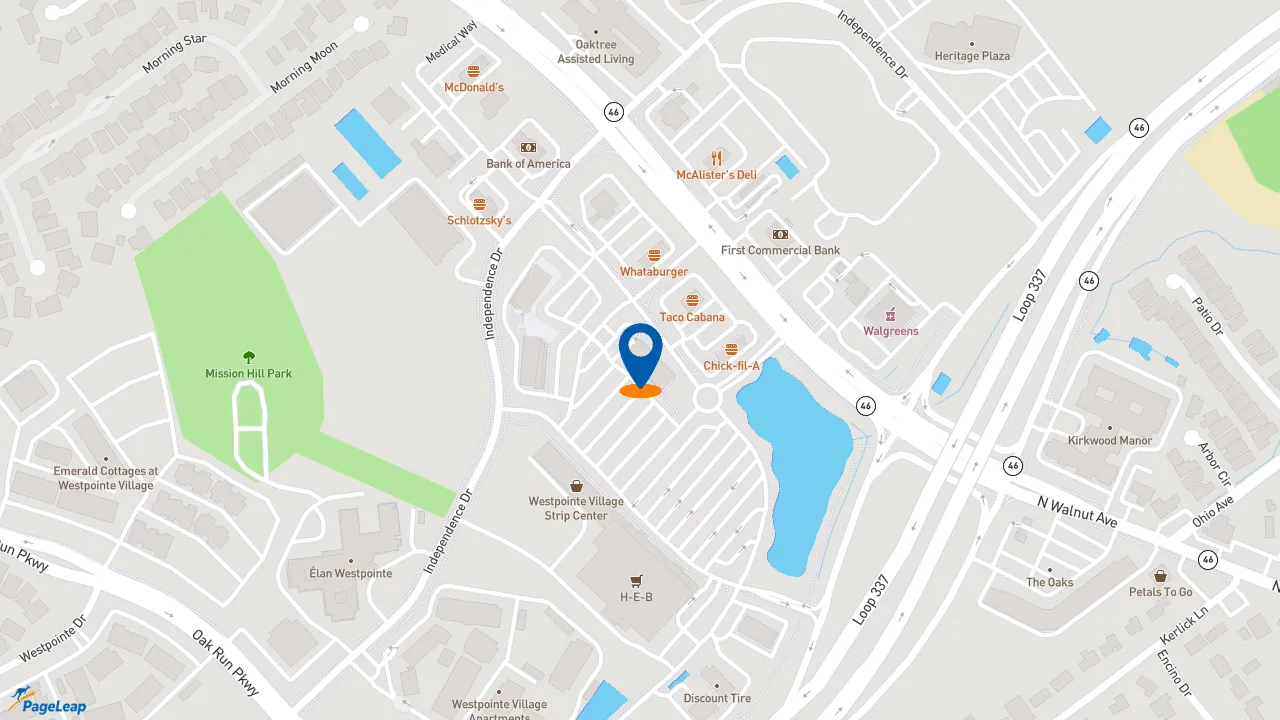https://pageleap.com map showing location of Dunkin&#039; in New Braunfels.