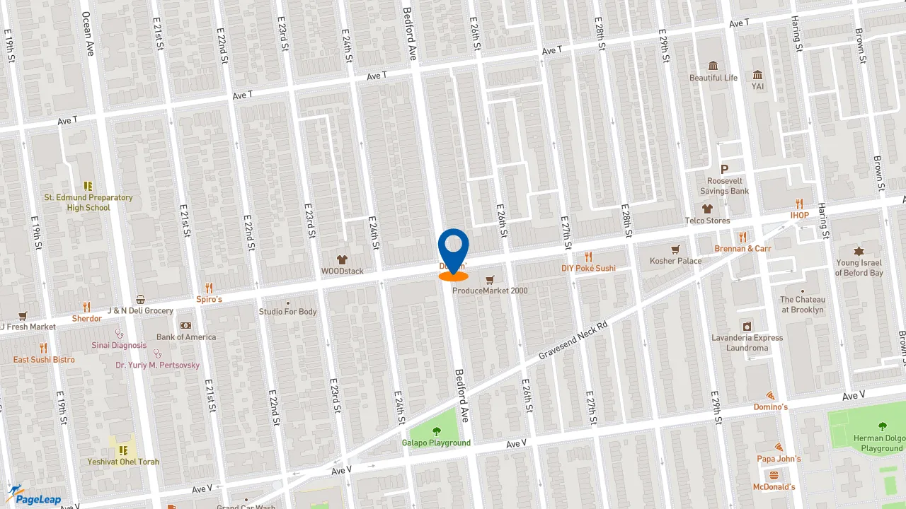 https://pageleap.com map showing location of Dunkin&#039; in City Of New York.