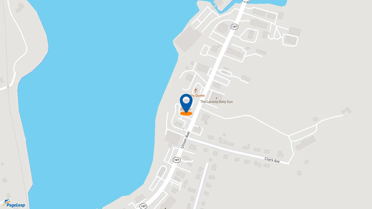https://pageleap.com map showing location of Dunkin&#039; in Laconia.
