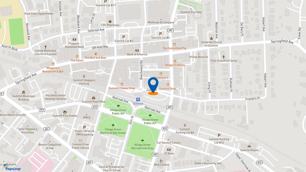 https://pageleap.com map showing location of Dunkin&#039; in Summit.