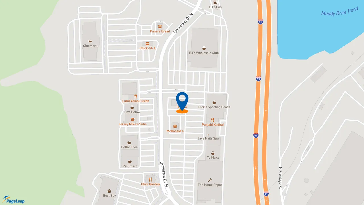 https://pageleap.com map showing location of Dunkin&#039; in North Haven.