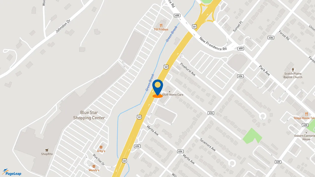 https://pageleap.com map showing location of Dunkin&#039; in Scotch Plains.