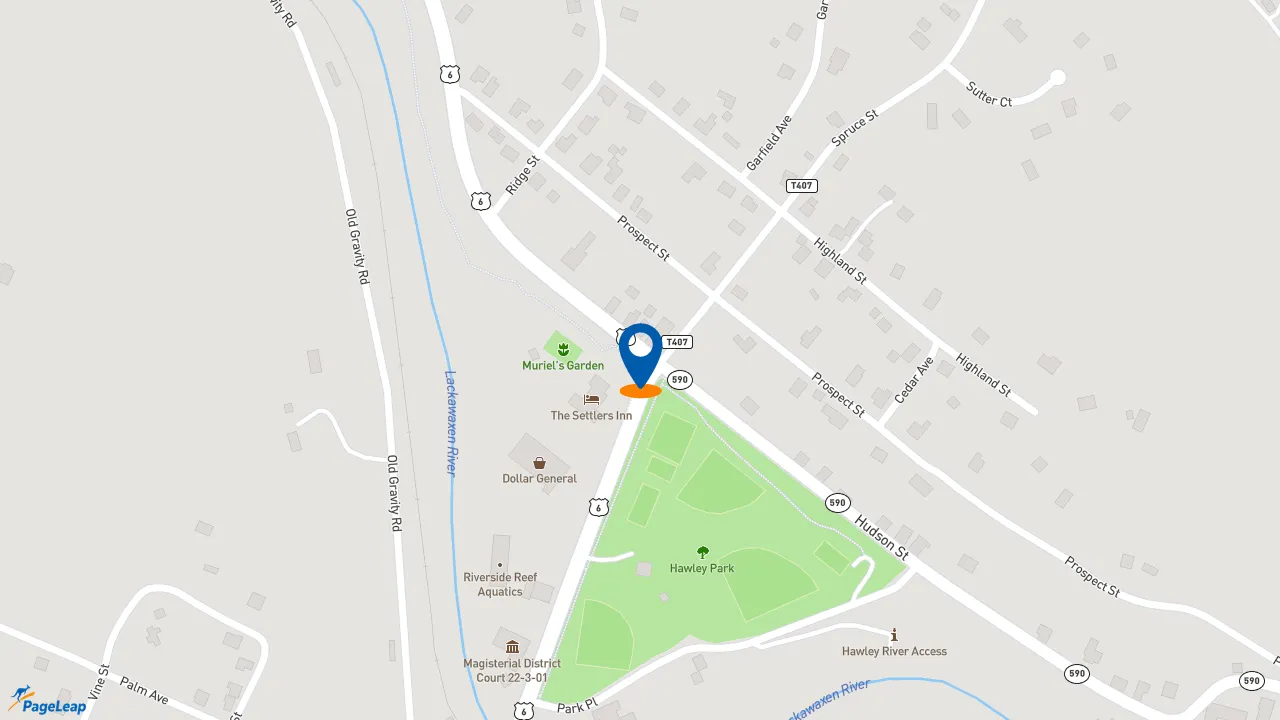 https://pageleap.com map showing location of Dunkin&#039; in Hawley.